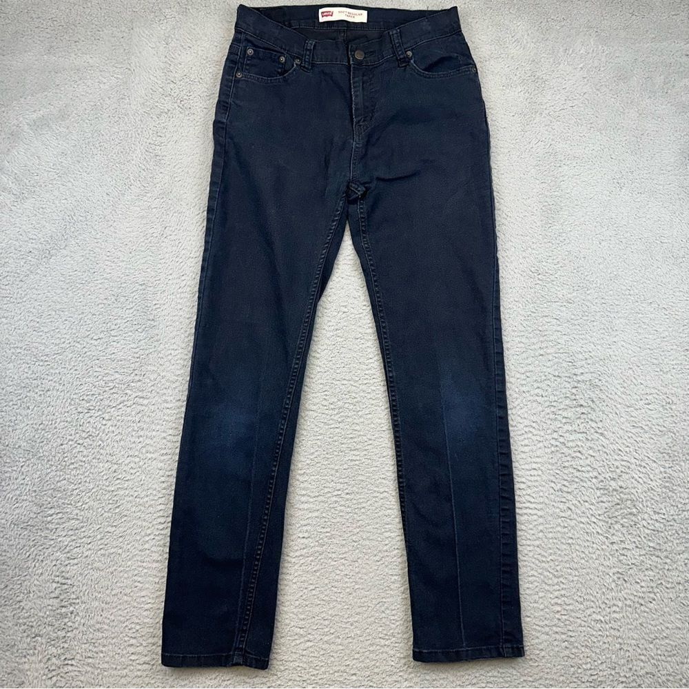 Levis 502 Jeans Girls 18 Regular Blue Dark Wash Faded Tapered‎ Leg Denim Casual